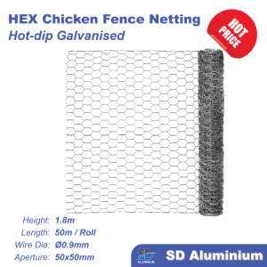 1.8(H) x 50(W)M Hex Chicken Fence Netting