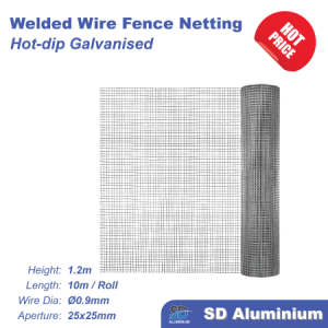 1.2(H) x 10(W) M Welded Square Fence Netting