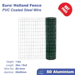 1.8(H) x 30(W)M Euro/Holland Fence PVC Coated Steel Wire