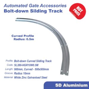 Zinc Plated Steel Gate Curved Bolt-down Sliding Track - Groove 10mm - 0.5m Length
