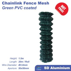 20(W)m x 1.5(H)m PVC coated Metal Chainlink Fence