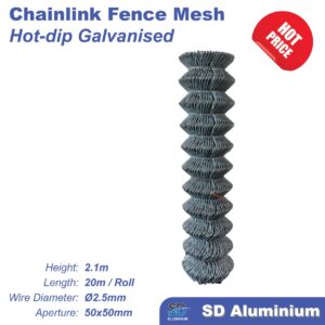 2.1(H) x 20(W)M Hot Dip Galvanized Chainlink Fence