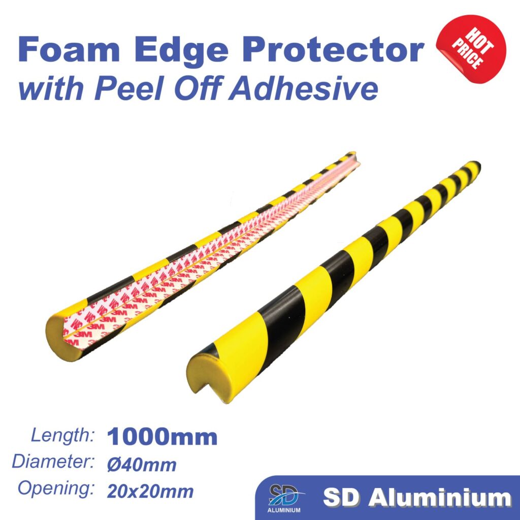 Round Foam Edge Protection 90°- 20x20mm Opening 1000mm(H) - SD ALUMINIUM