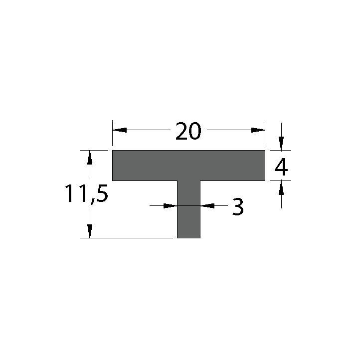 Aluminium 20 x 11.5 x 4mm T Bar 5.95M - Image 2