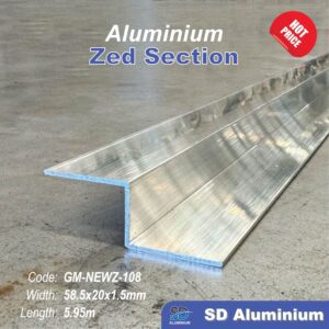 Aluminium 58.5 x 20 x 1.5mm Z Section 5.97M