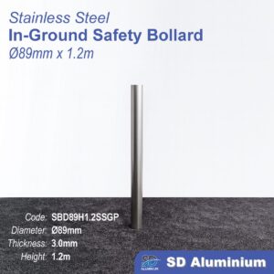 304 Stainless Steel In-Ground Safety Bollard Ø89mm x 1.2m