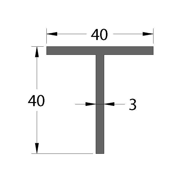 Aluminium 40 x 40 x 3mm T Bar 5.95M - Image 2