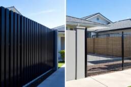 Aluminium fence panel next to a steel fence on a New Zealand residential boundary